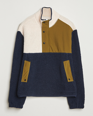 Drake's Colourblock Half-Zip Fleece Navy/Ecru/Yellow – Blue