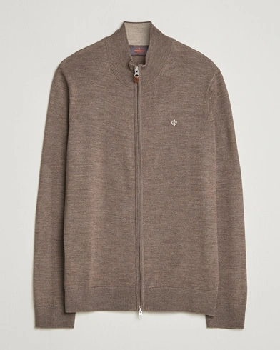 Morris Merino Full Zip Cardigan Brown – Brown