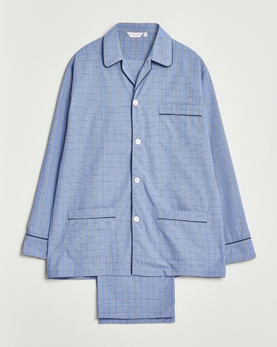 Derek Rose Piped Cotton Pyjama Set Light Blue – Blue