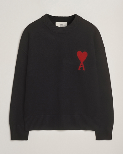 AMI Big Heart Logo Wool Knitted Sweater Black – Black