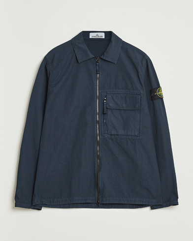 Stone Island Garment Dyed Cotton Zip Overshirt Musk at CareOfCarl.com