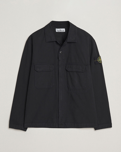 Stone Island Cotton Stretch Zip Overshirt Military Green at Stone Island Cotton Stretch Zip Overshirt Military Green at