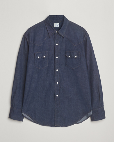 Finamore Napoli Milano Slim Denim Shirt Dark Indigo at CareOfCarl.com