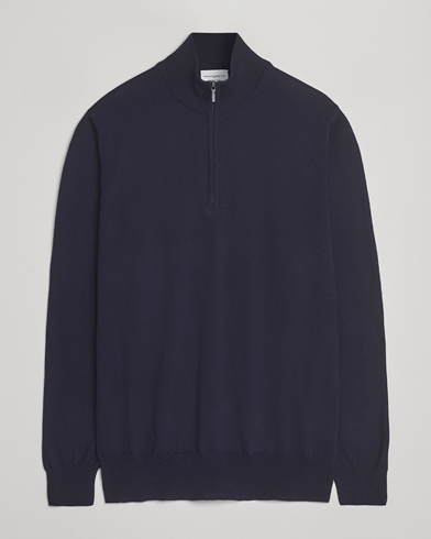 Morgano Extra Fine Merino Wool Half-Zip Navy – Blue