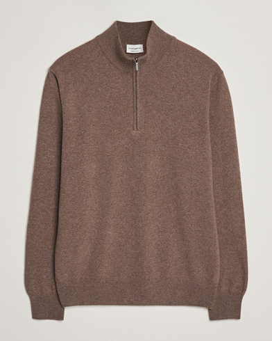 Morgano Wool/Cashmere Half-Zip Brown – Brown