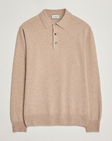 Auralee Cashmere/Silk Skipper Polo Beige at CareOfCarl.com