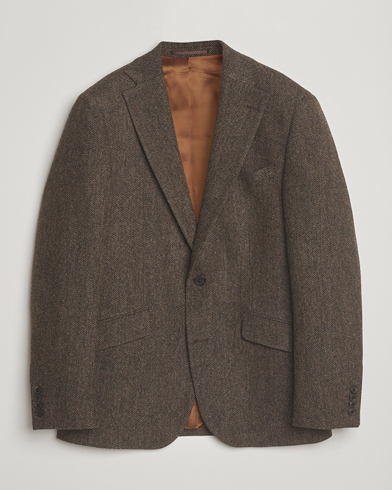 Walker Slater Edward Lambswool Herringbone Blazer Dark Brown – Brown