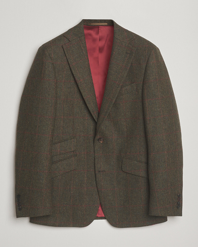 Walker Slater Edward Lambswool Windowpane Blazer Green at