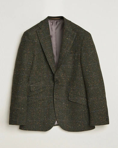 Walker Slater Edward Lambswool Donegal Windowpane Blazer Dark Green – Green