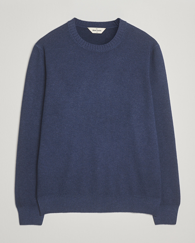 Gran Sasso Wool/Cashmere Washed Crew Neck Navy Melange – Blue