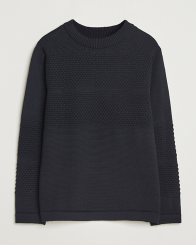 Stone Island Ribbed Soft Organic Cotton Crewneck Navy Blue