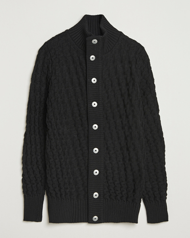 S.N.S. Herning Stark Wool Cable Cardigan Black - Size: XL