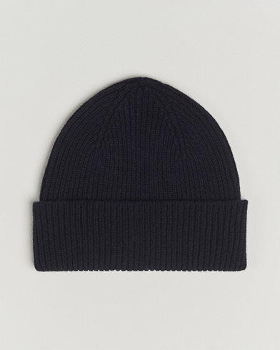Robert Mackie Clyde Lambswool Beanie Navy – Blue