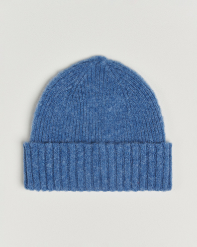 Robert Mackie Rona Ribbed Shaggy Lambswool Beanie Light Blue – Blue
