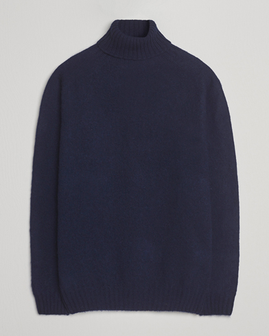 Harley Of Scotland Brushed Supersoft Lambswool Rollneck Navy – Blue