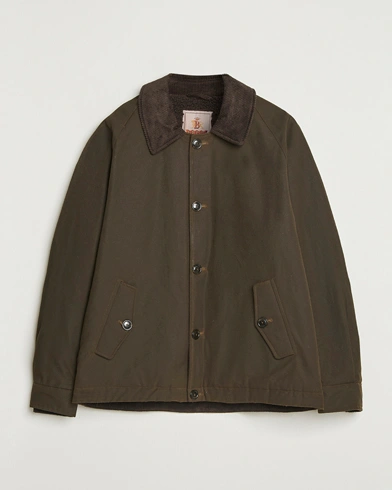 Baracuta Waxed Sherling Lined Deck Jacket Deep Moss - Size: EU50