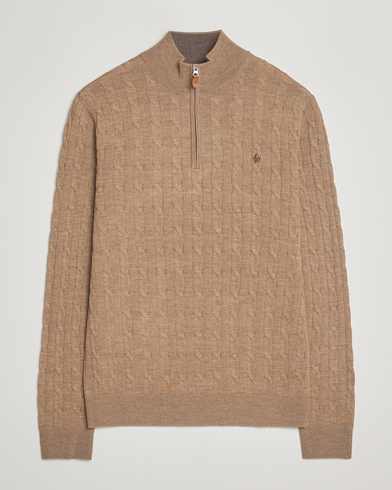 Charles Tyrwhitt Pure Cashmere Zip Neck Jumper Cream at CareOfCarl.com