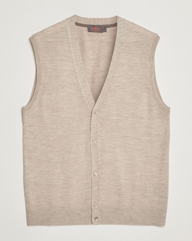 Morris Merino Slipover Vest Khaki – Beige
