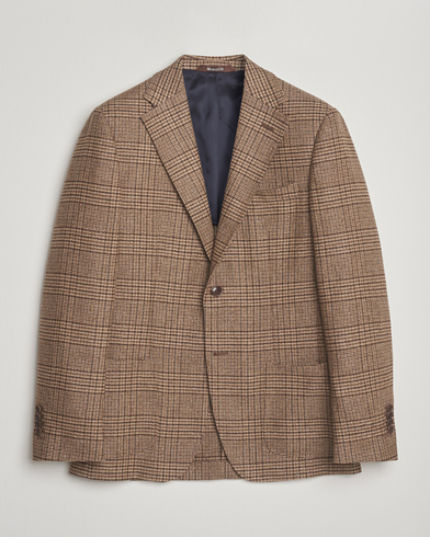 Morris Wool Silk Houndstooth Blazer Brown – Brown