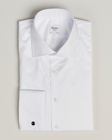 Stenströms Regular Fit Cotton Twill Double Cuff Shirt White – White