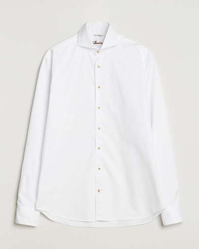 Stenströms Regular Fit Washed Cotton Plain Shirt White – White