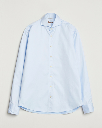 Stenströms Regular Fit Washed Cotton Plain Shirt Light Blue – Blue