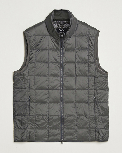 TAION High Neck Full Zip Lightweight Down Vest Dark Grey - Size: L