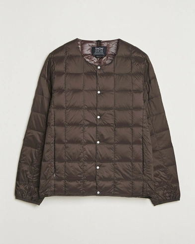 TAION Crew Neck Button Down Jacket Dark Choco - Size: L