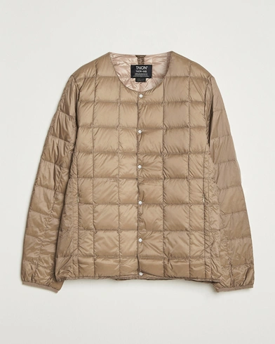 TAION Crew Neck Button Down Jacket Khaki - Size: XL