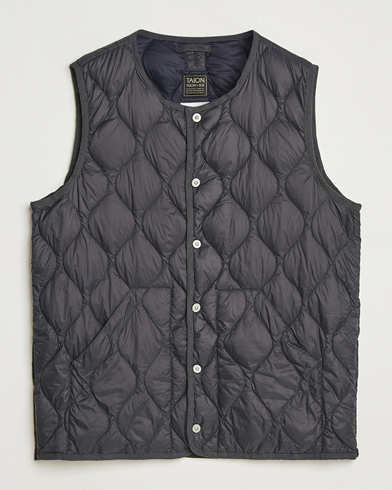 TAION Military Crew Neck Down Vest Dark Grey - Size: L