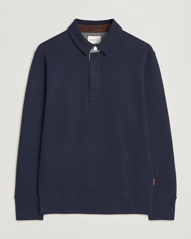 GANT Light Sacker Rib Long Sleeve Polo Evening Blue – Blue