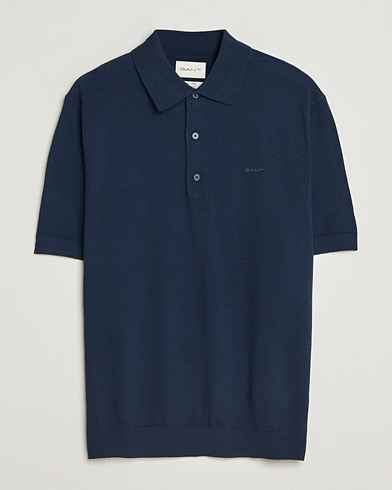GANT Extrafine Merino Polo Marine – Blue