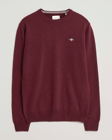 Gant Superfine Lambswool Crew Neck Bordeaux Melange – Red
