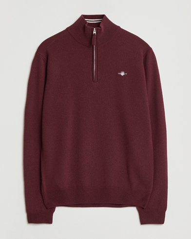 Gant Superfine Lambswool Half Zip Bordeaux Melange – Red