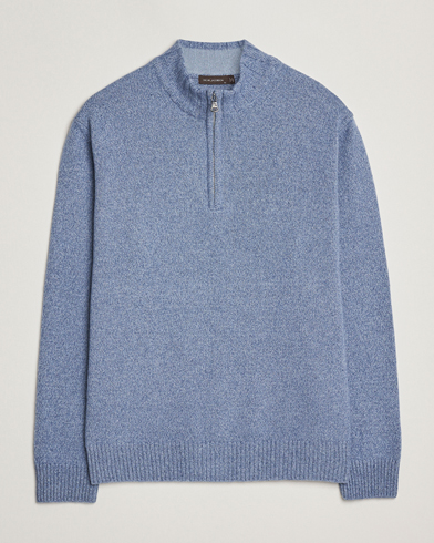 Oscar Jacobson Paul Wool/Cashmere Half-Zip Light Blue – Blue