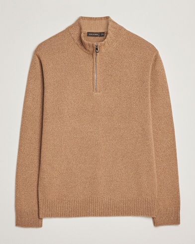 Oscar Jacobson Paul Wool/Cashmere Half-Zip Beige – Brown