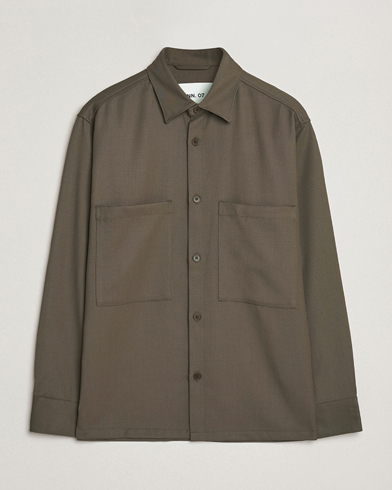 NN07 Freddy Wool/Tencel Overshirt Mable Husk – Green