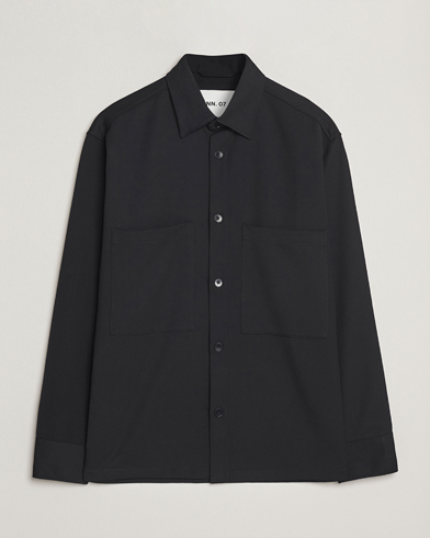 NN07 Freddy Wool/Tencel Overshirt Black – Black