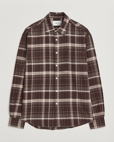 NN07 Deon Flannel Checked Shirt Dusky Port – Brown