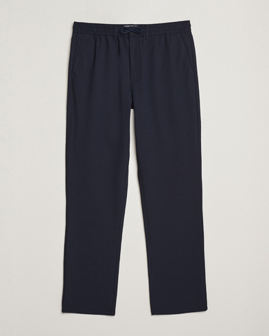 Les Deux Como Tapered Textured Pants Dark Navy Blue – Blue