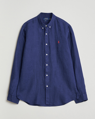 Polo Ralph Lauren Slim Fit Linen Shirt Newport Navy at CareOfCarl.com