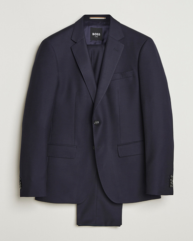 BOSS BLACK Huge Structured Wool Suit Dark Blue – Blue