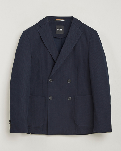 BOSS BLACK Hanry Jersey Double Breasted Blazer Dark Blue – Blue