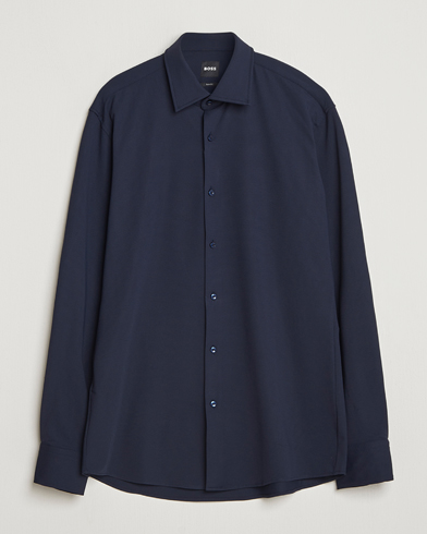 BOSS BLACK Hank Structured Jersey Shirt Dark Blue – Blue