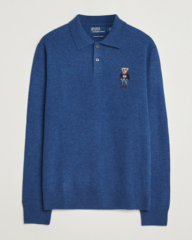 Polo Ralph Lauren Washed Long Sleeve Bear Polo Rustic Navy Heather – Blue