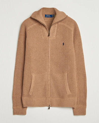 Polo Ralph Lauren Cotton/Wool Full Zip Brown Sugar Melange – Brown