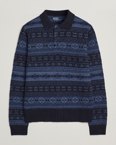 Polo Ralph Lauren Wool/Linen Blend Long Sleeve Sweater Navy Multi – Blue