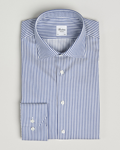 Stenströms Regular Fit Striped Cut Away Shirt White/Blue – Blue