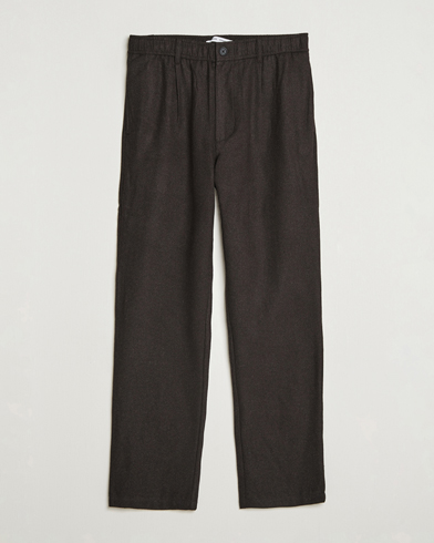 Samsøe Samsøe Bertil Flannel Drawstring Trousers Black Coffee Melange - Size: L