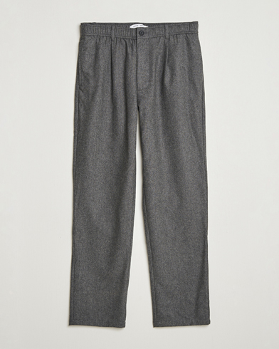 Samsøe Samsøe Bertil Flannel Drawstring Trousers Dark Grey Melange – Grey